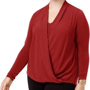 Alfani Surplice Faux-Wrap Dressy Top-0X